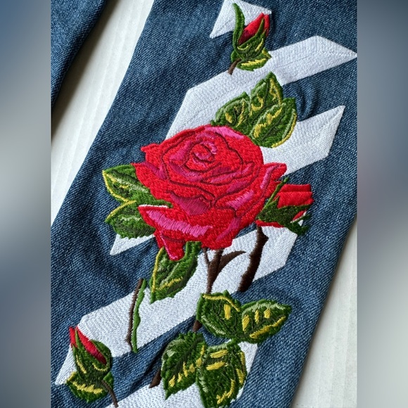 OFF WHITE C/O VIRGIL ABLOH ROSE PRINT SKINNY JEANS Size 26 EUC - Picture 8 of 10